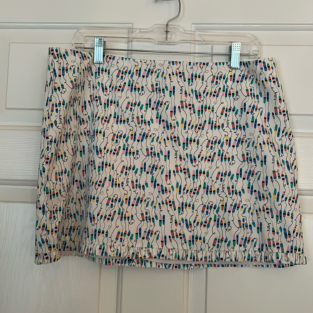 Lilly Pulitzer Oh Buoy pattern ruffled hem white mini skirt